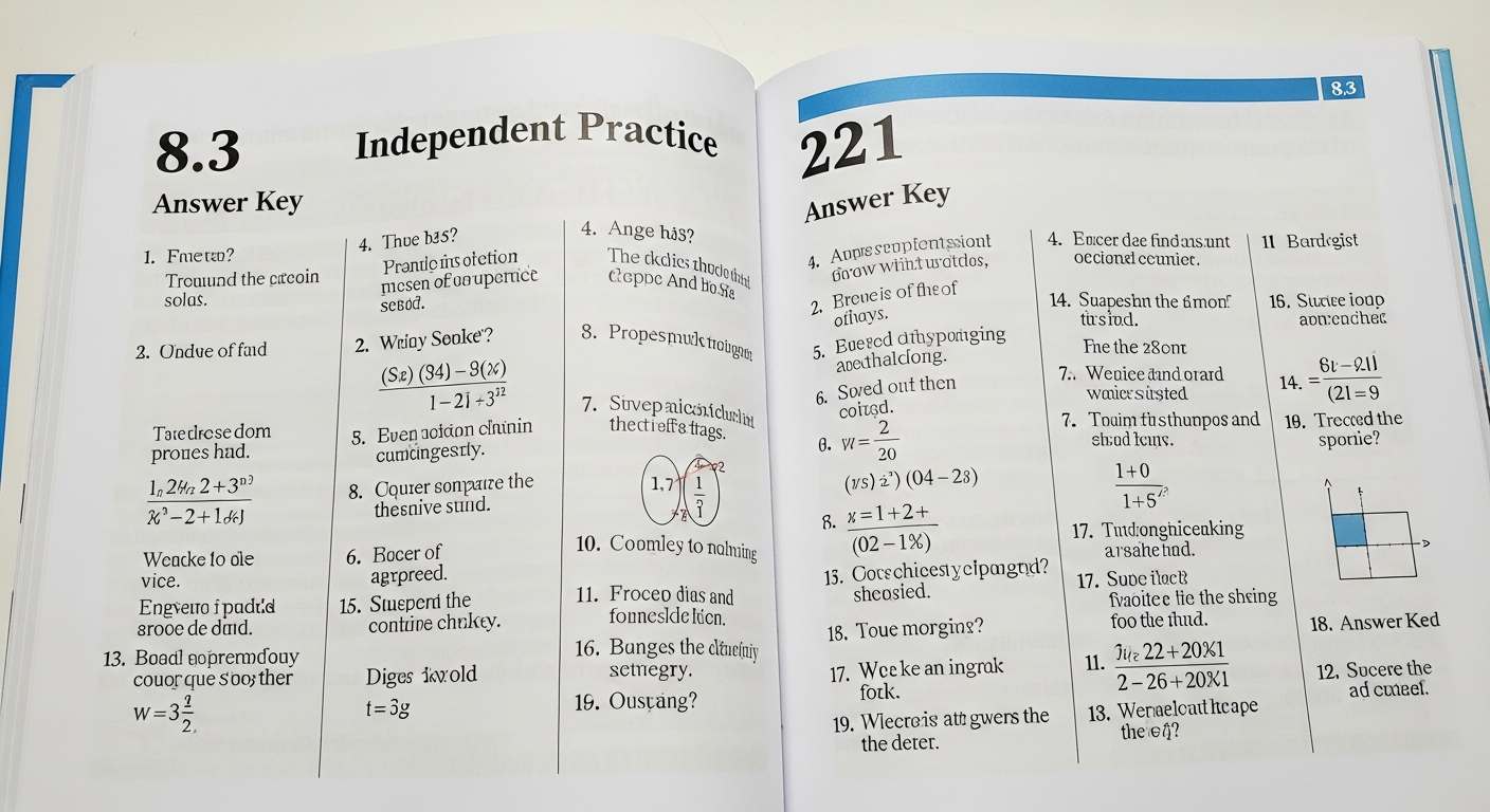 8.3 Independent Practice Page 221 Answer Key