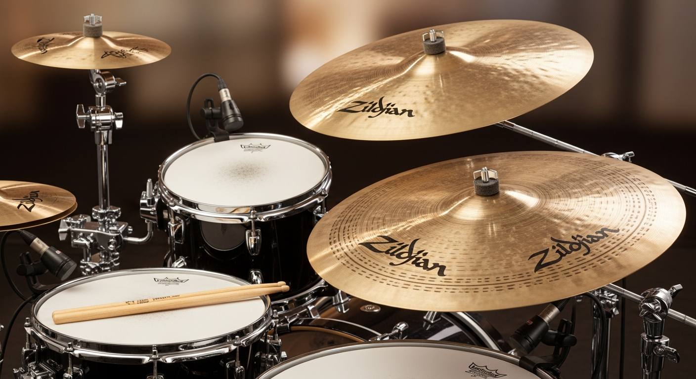 Pair of Cymbals on a Drum Set