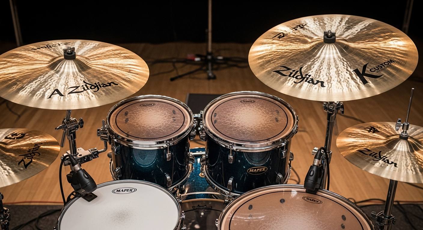 Pair of Cymbals on a Drum Set