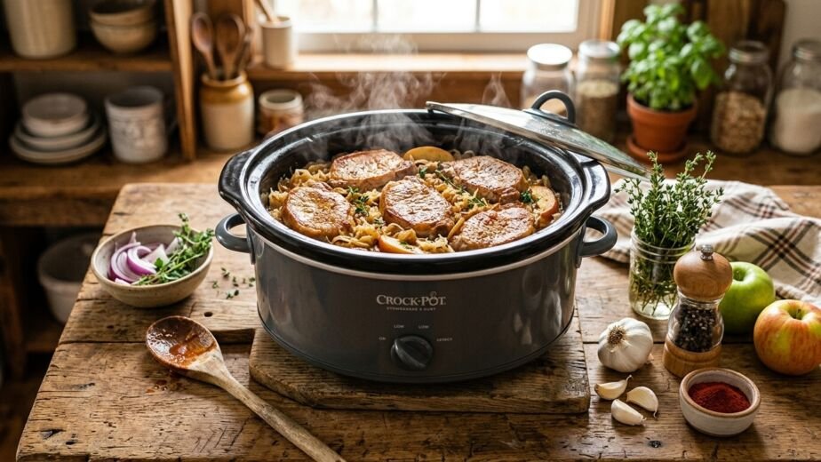 recipe for pork chops and sauerkraut in slow cooker